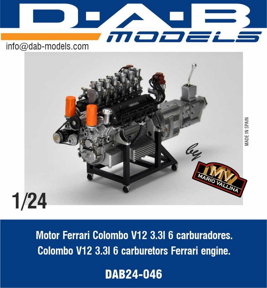 DAB 1/24 Colombo V12 Engine for Model Factory Hiro Kit