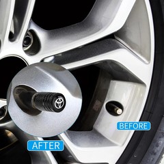 4PCS Tire Valve Stem Caps for Toyota RAV4 Highlander Prius Avalon Black