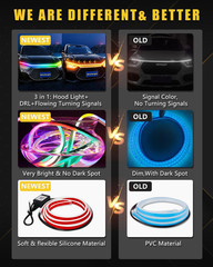 Car Led Lights Exterior RGB Hood Light Strip Waterproof Multicolor Dynamic Scan
