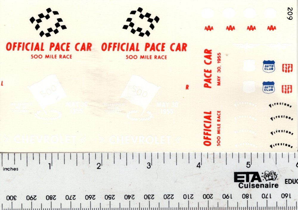 Fred Cady Decal #209 To Do The 1955 Chevrolet Indianpolis Pace Car