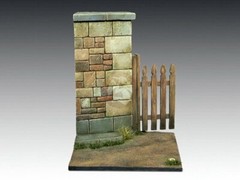 Royal Model 1/35 (also 1/32) Road with Wall & Gate Section Base (5cm x 5cm) 867