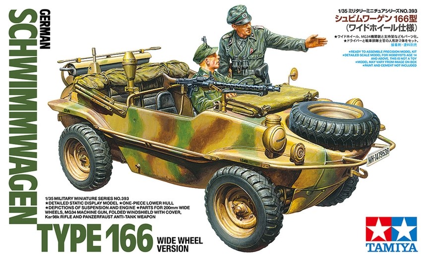 Tamiya 35393 1:35 German Schwimmwagen Type 166 Wide Wheel Version Plastic Kit