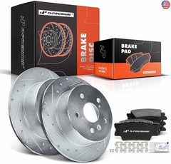 A-Premium 11.06 inch(281 mm) Rear Drilled and Slotted Disc Brake Rotors +