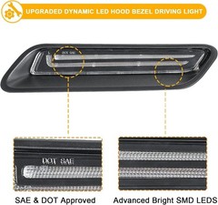 Clear Lens Sequential LED Hood Vent Lights Compatible with Ram 1500 2010-2018…