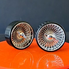 HOPPIN HYDROS 1/24-1/18 SUPER SPOKES SMOOTH 2 Prong Cap LOWRIDER Rim Tire Chrome