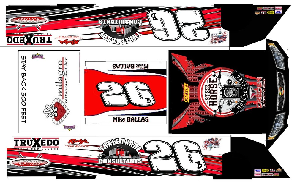 #26 Steel Horse Motorcycles Crate Dirt Late Model 1/64th Scale Waterslide Decal