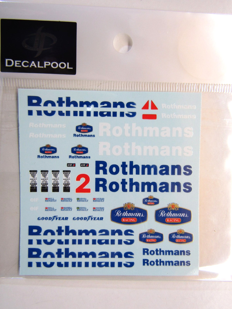 Decalpool 1/20 Scale Williams FW16 Rothmans Option Decal Sheet DP017 suit Fujimi