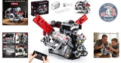 Deluxe V8 Engine Model Kit for Kids & Adults – 700 PCS with LED and App Control