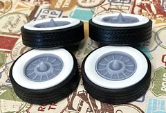 Resin 15-Inch Cadillac Hubcaps W/ Bullets And Wide Whitewalls,1/24 1/25 Scale