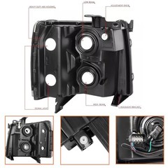 2PCS Headlights Assembly W/Bulbs and Harness For 2007-2013 Chevy Silverado
