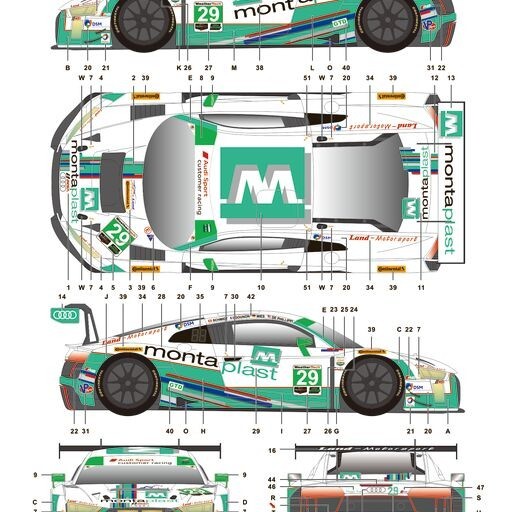 S.K. Decals SK24118 Audi R8 LMS GT3 Montaplast IMSA Daytona 24H 2017 Decal Sheet