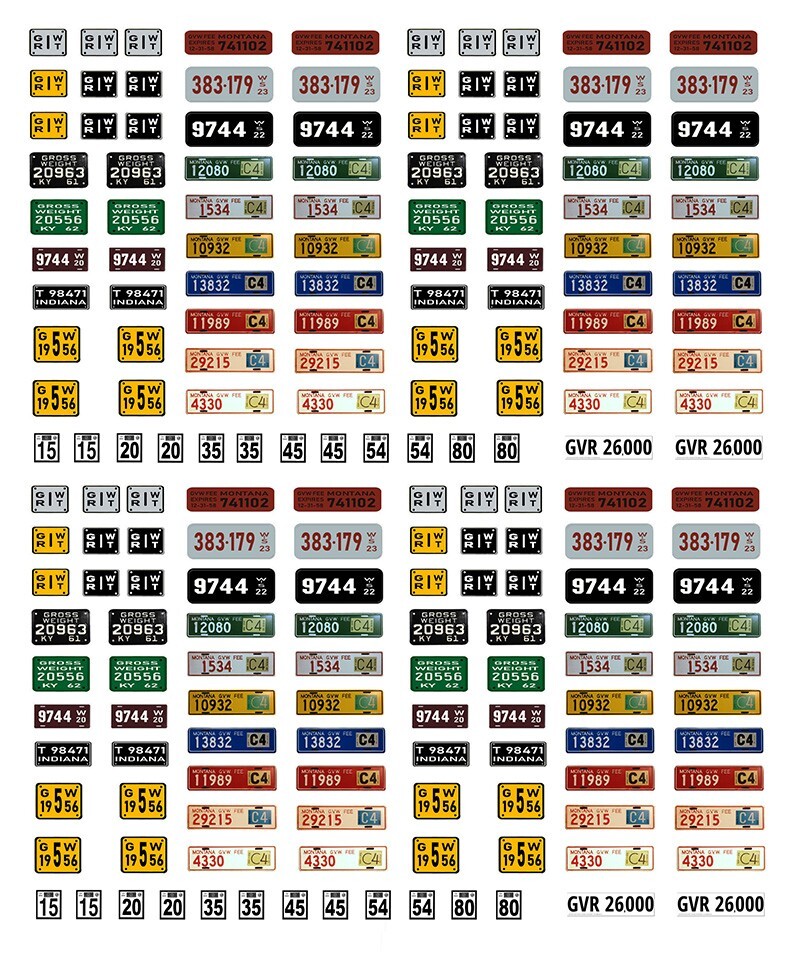 1/25 scale model car vintage semi truck Gross Vehicle Weight plates GVW tags