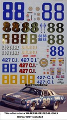 NASCAR DECAL #88 DiGARD RACING 1973-1974 CHEVROLET CHEVELLE DONNIE ALLISON 1/25