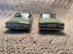 Lot Of 2 Vintage Johan 1961 Rare Green Mopar Car Models Plymouth & Dodge Coupes