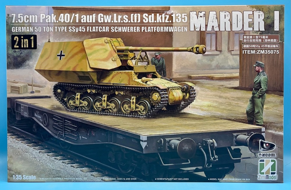 Zimi 35075 1/35 7.5cm PAK.40/1 Marder I &50 ton type SSy45 Flatcar 2 in 1