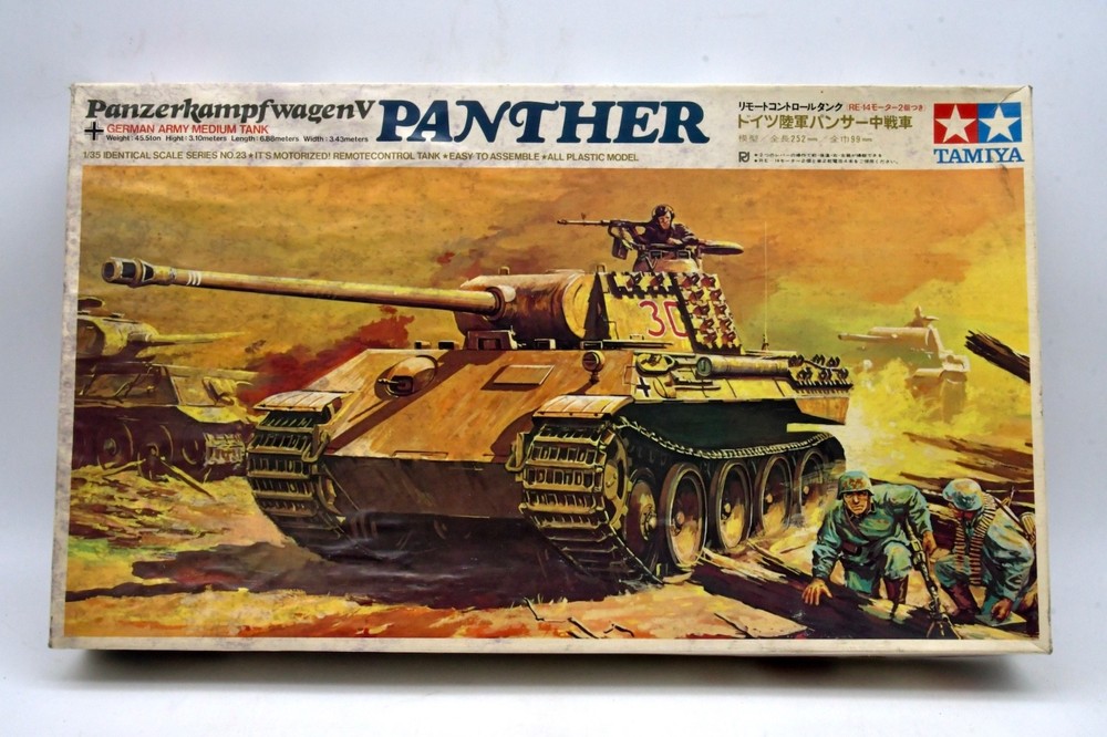 Vintage Tamiya Panzer kampfwagen V German Army Panther 1/35 MOTORIZED Tank Kit
