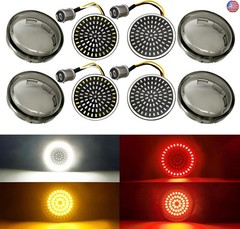 1157 LED Turn Signals 2″ Front Rear Bulbs 81 LED Lights Smoke Lens Covers Kit
