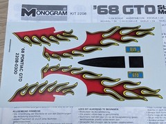 Monogram ’68 GTO Street machine Model Car Decal Sheet