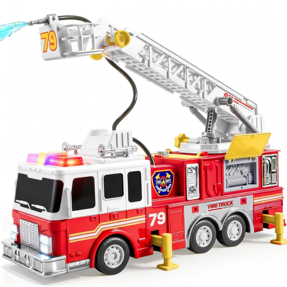 JOYIN Extra Large Toddler Fire Truck Toys for Boys with 33-inch Large, Red