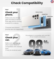 ByteWave Android Auto Wireless Adapter, 2025 NFC & Bluetooth 5.3 Convert