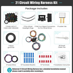 Universal 21 Circuit Wiring Harness Kit, Universal Extra Long Wire 21 Circuit Wi