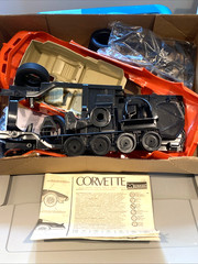 Vtg 1978 Monogram 23” Corvette 1/8 Scale Plastic Model Kit ~ Open Damaged Box