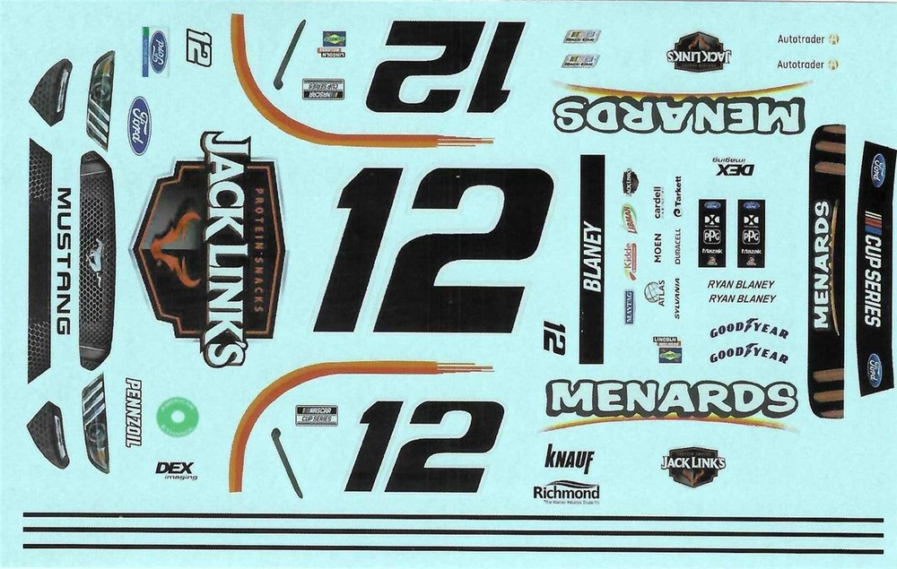 Winscals #12 Jack Link’s 2020 Ryan Blaney 1/24 Nascar decal