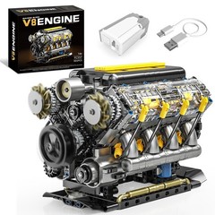 V8 Engine Model Kit with Visible Mini Car Motor Building Blocks and Working