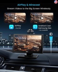 IK5 9″ Wireless Apple CarPlay & Android Auto Screen, Portable Car Stereo