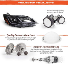 – for 2015-2017 Toyota Camry LED Light Tube DRL Projector Pair Headlights – Pair