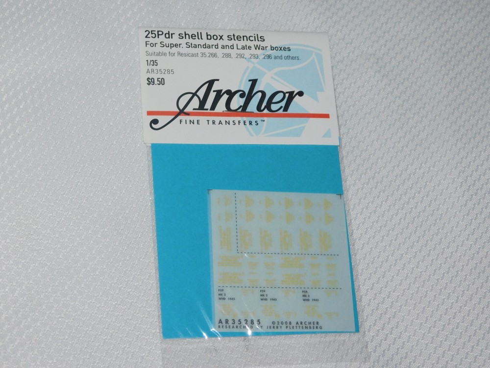 Archer FINE AR35285 1/35 25PDR SHELL BOX STENCILS STANDARD & LATE WAR BOXES