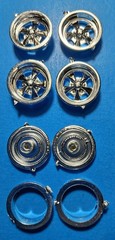 CHROME CRAGER SS WHEELS – 37 CHEVY CONV – AMT T161 – MODEL CAR KIT PARTS LOT