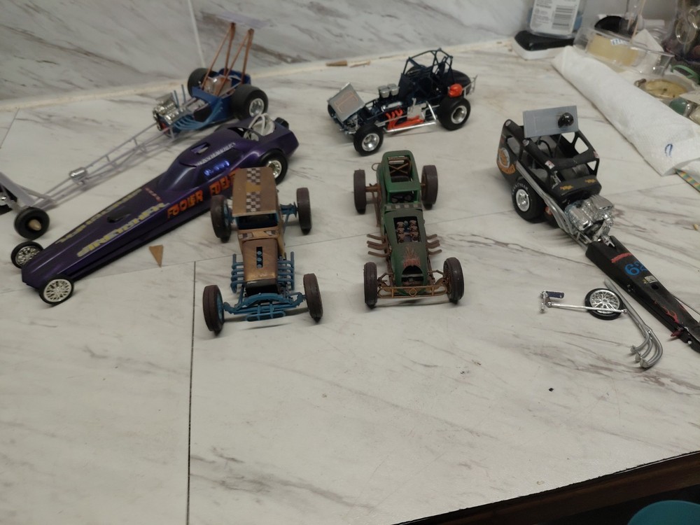 Model Junkyard/parts Plastic, Custom Race Car Lot Of 6,vintage dirt/drag Cars