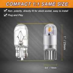 Auxbeam 194 T10 LED Bulbs, Amber Yellow, 2 PCS | Non-Polarity, 2 Pack, Yellow