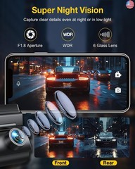 GKU Dash Cam Front and Rear Camera,4K+1080P, 5.8GHz WiFi & GPS Dash Camera