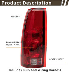 Tail Light Assembly Compatible With Chevy GMC C/K Truck 1988-1998, 1995-2000 Tah