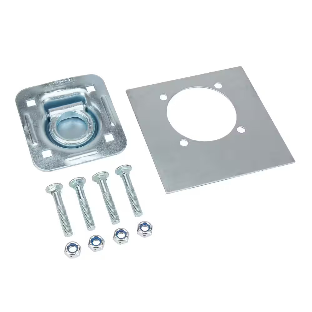 Heavy-Duty Bolt on Recessed Mount D-Ring with Back Plate 3/8 In. Dia, 4 -1/2 In.
