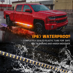 70″ LED Strobe Lights 2PCS – Amber/White Emergency Safety for Trucks & Vehicles