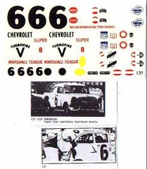 Fred Cady Decal # 137 To Do The #6 1956 Chevy Marshall Teague