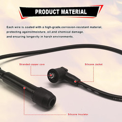 4 Ignition Spark Plug Cable Wire Set, 7Mm, Compatible with Hyundai Tucson Sporta