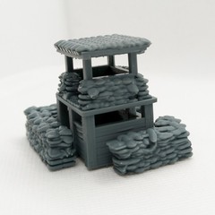SST144123 1/144 Miniature Scene Bunker With Watchtower Sandbags Vietnam War Era