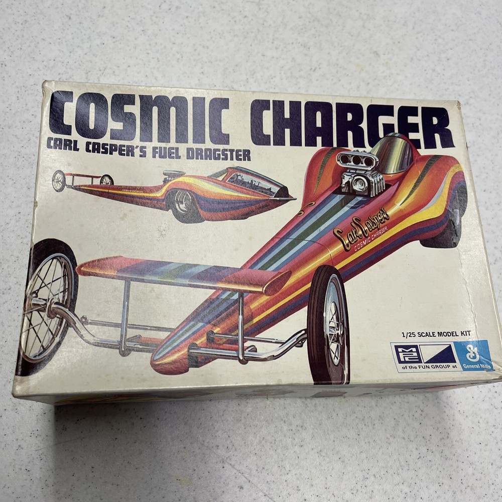 Original 1970s MPC COSMIC CHARGER CARL CASPER’S FUEL DRAGSTER 1/25 MODEL KIT
