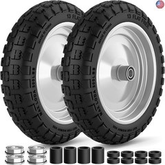 4.00-6 Flat Free Tire and Wheel, 13 Inch Solid Garden Wheelbarrow Tires, 300Lbs