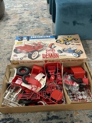Vintage Lindberg 1/8 Hot Rod Model Kit Red Demon Hot Canary Blue Streak Car 3n1