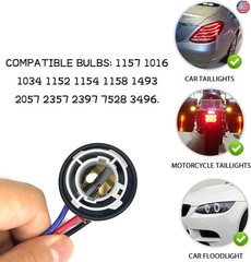 2PCS 1157 Bulb Socket 2357 Brake Light Turn Signal Light Socket Holder Rear