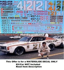 NASCAR DECAL #21 PUROLATOR SPECIAL 1968 MERCURY DONNIE ALLISON 1/25