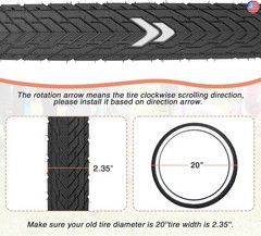 ZUKKA 20 x 2.35 Bike Tire 1/2 Pack 20 inch x 2.35 BMX Bike Tire Folding