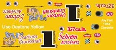 #1 Joy Fair 1964 Chevelle Dirt Track 1/24th – 1/25th Scale Waterslide Decals