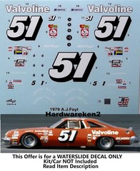 POWERSLIDE #51 VALVOLINE NASCAR 1979 OLDSMOBILE AJ FOYT 1/25 DECAL