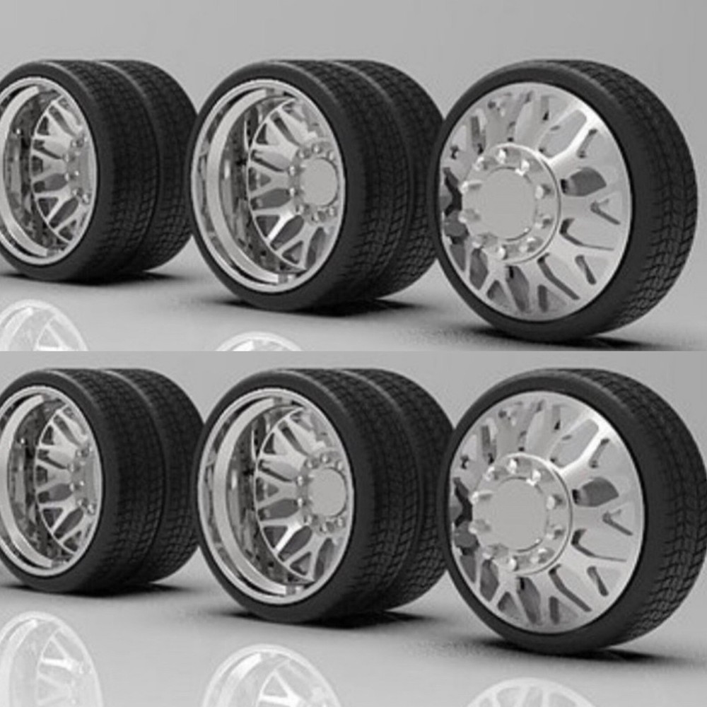 1:24 26” Semi Truck “Nitro”Dually Wheels In Low Profile Tires (2 Fronts 4 Rears)